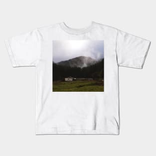 Cabin by the Misty Forest Kids T-Shirt